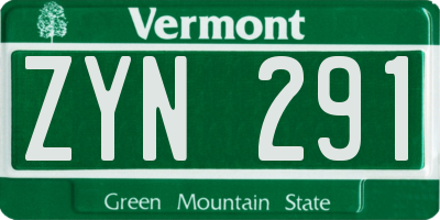 VT license plate ZYN291