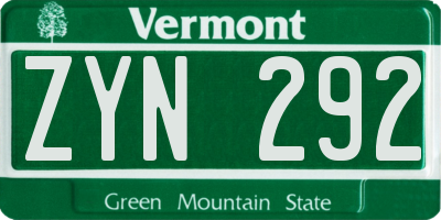 VT license plate ZYN292