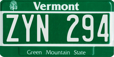 VT license plate ZYN294