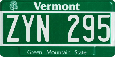 VT license plate ZYN295