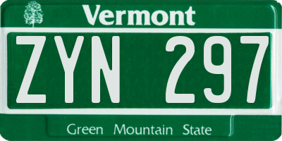 VT license plate ZYN297