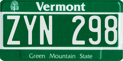 VT license plate ZYN298