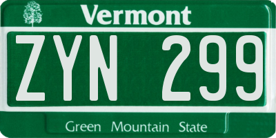 VT license plate ZYN299