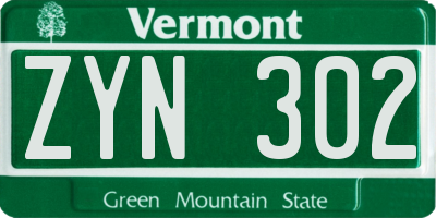 VT license plate ZYN302