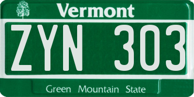 VT license plate ZYN303
