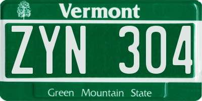 VT license plate ZYN304