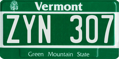 VT license plate ZYN307