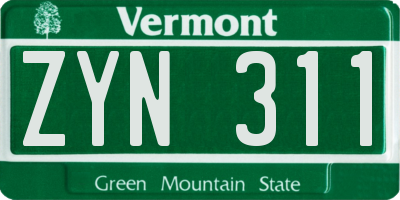 VT license plate ZYN311