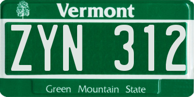 VT license plate ZYN312
