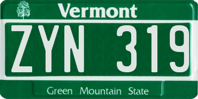VT license plate ZYN319
