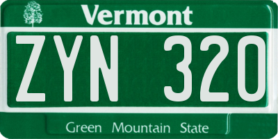 VT license plate ZYN320