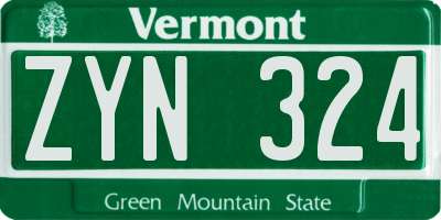 VT license plate ZYN324