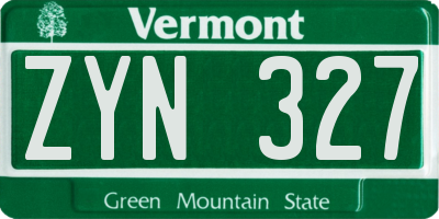 VT license plate ZYN327
