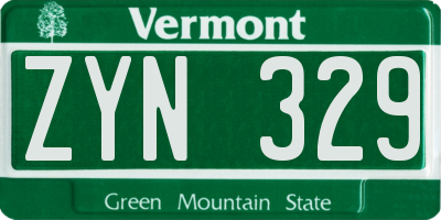 VT license plate ZYN329