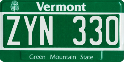 VT license plate ZYN330