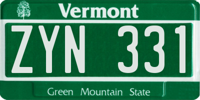 VT license plate ZYN331