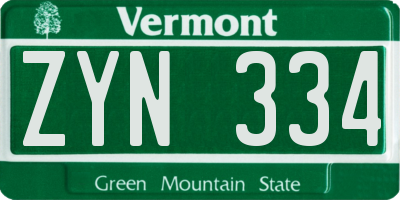 VT license plate ZYN334