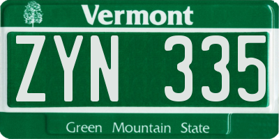 VT license plate ZYN335
