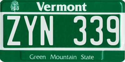 VT license plate ZYN339