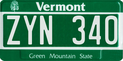 VT license plate ZYN340