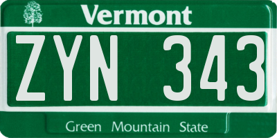 VT license plate ZYN343