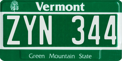 VT license plate ZYN344