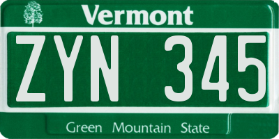 VT license plate ZYN345