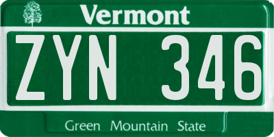 VT license plate ZYN346