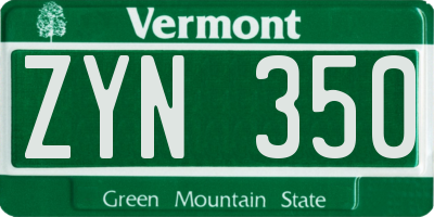 VT license plate ZYN350