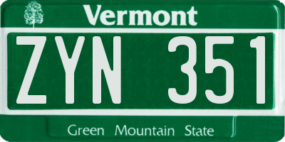 VT license plate ZYN351