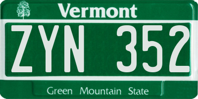VT license plate ZYN352
