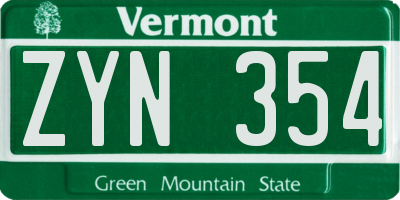 VT license plate ZYN354