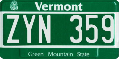 VT license plate ZYN359
