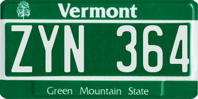 VT license plate ZYN364