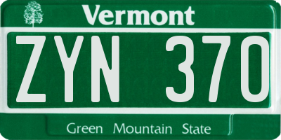 VT license plate ZYN370