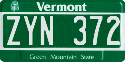 VT license plate ZYN372
