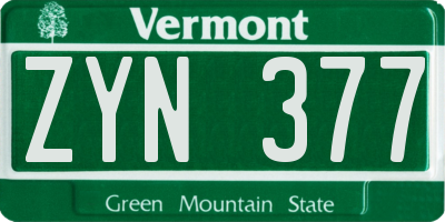 VT license plate ZYN377