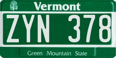 VT license plate ZYN378