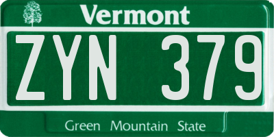 VT license plate ZYN379