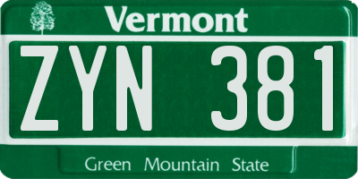 VT license plate ZYN381