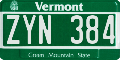 VT license plate ZYN384
