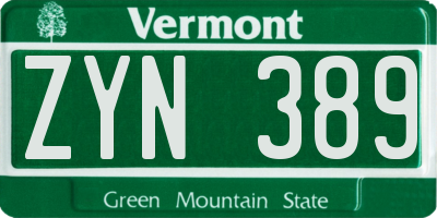 VT license plate ZYN389