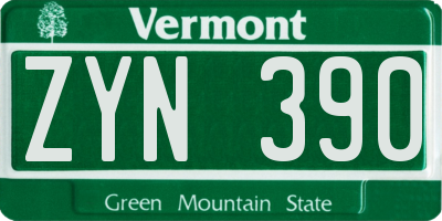 VT license plate ZYN390