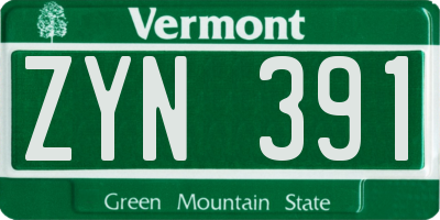 VT license plate ZYN391