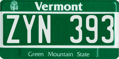 VT license plate ZYN393