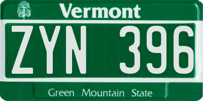 VT license plate ZYN396