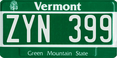 VT license plate ZYN399