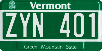VT license plate ZYN401