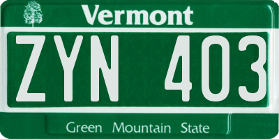 VT license plate ZYN403