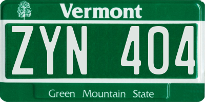 VT license plate ZYN404